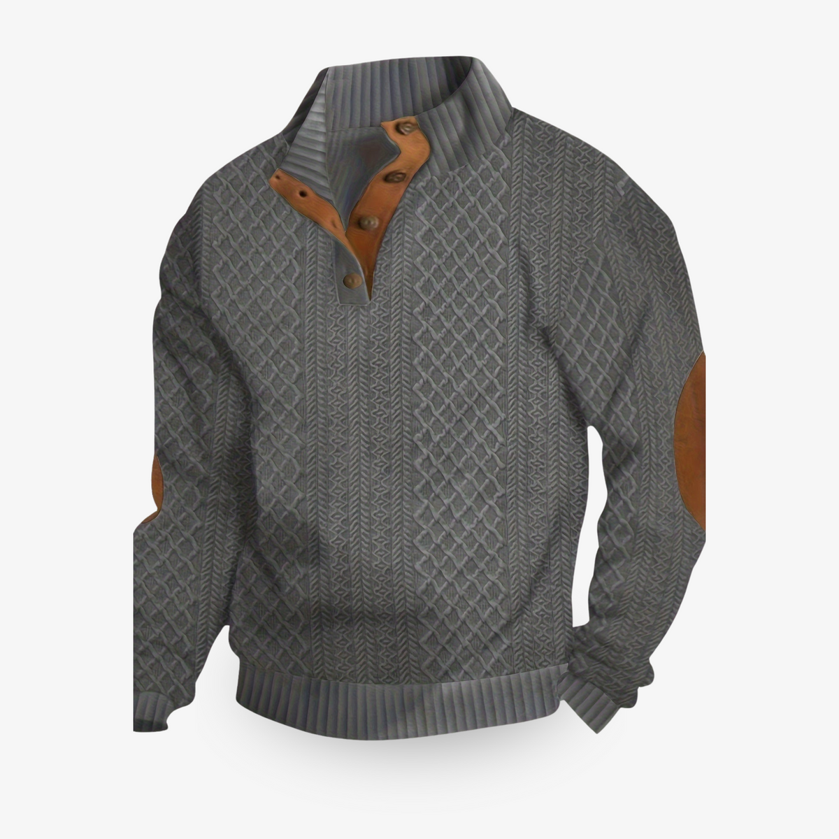 Men's Cable Knit Sweater with Elbow Patches