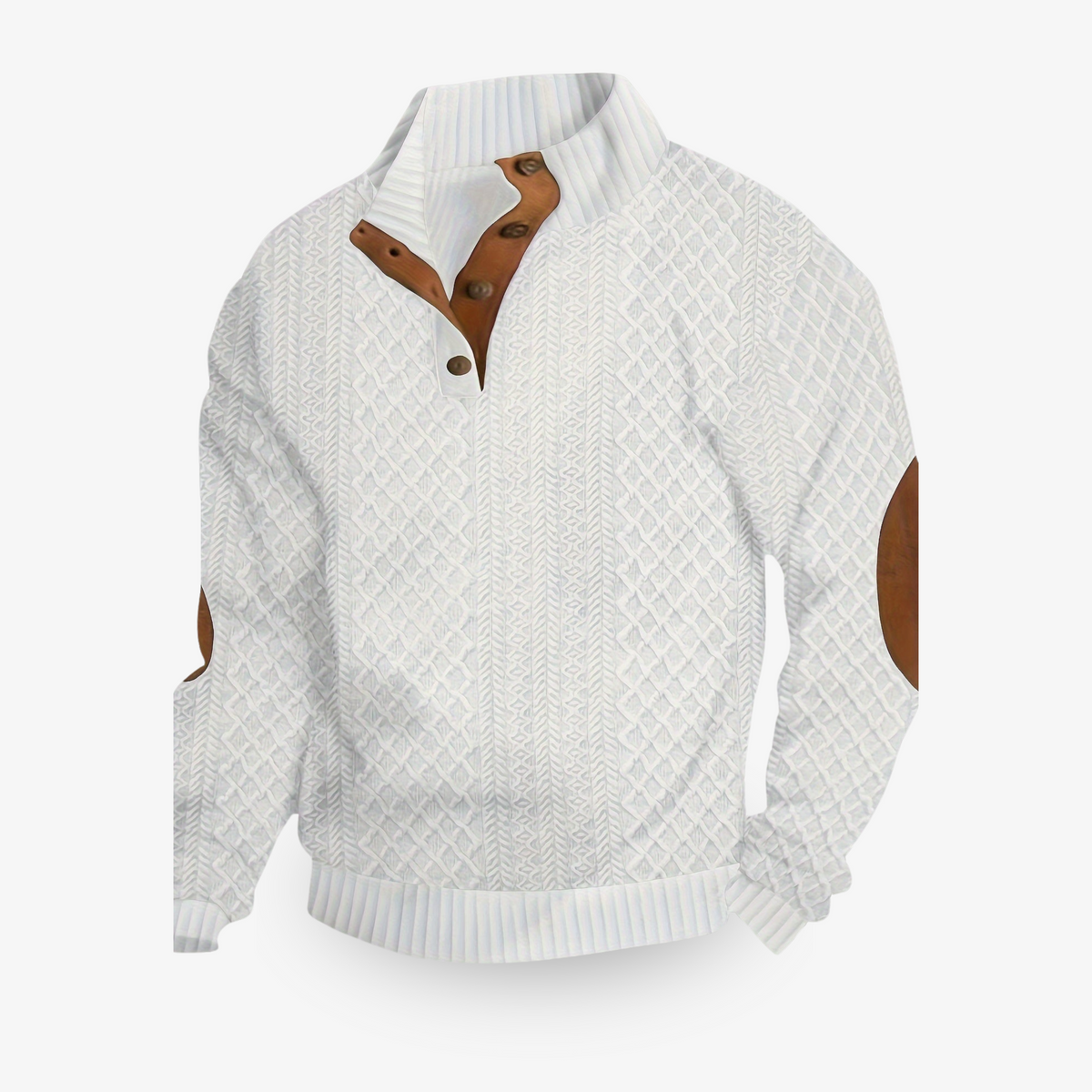 Men's Cable Knit Sweater with Elbow Patches