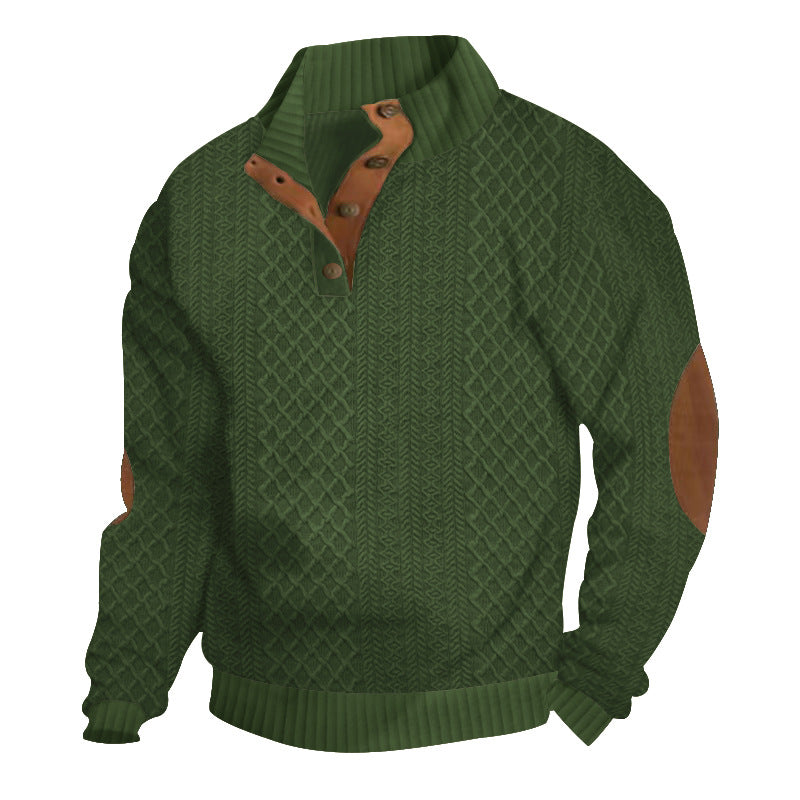Men's Cable Knit Sweater with Elbow Patches