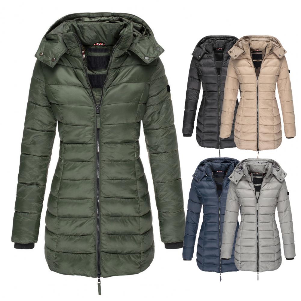 Women's Longline Hooded Quilted Puffer Winter Jacket