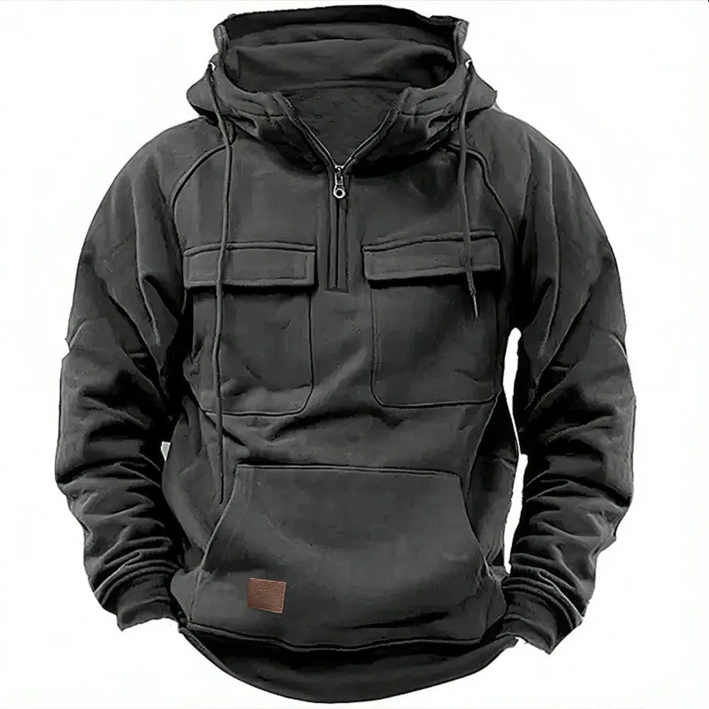 Men's Utility Hooded Pullover Hoodie with Flap Pocket