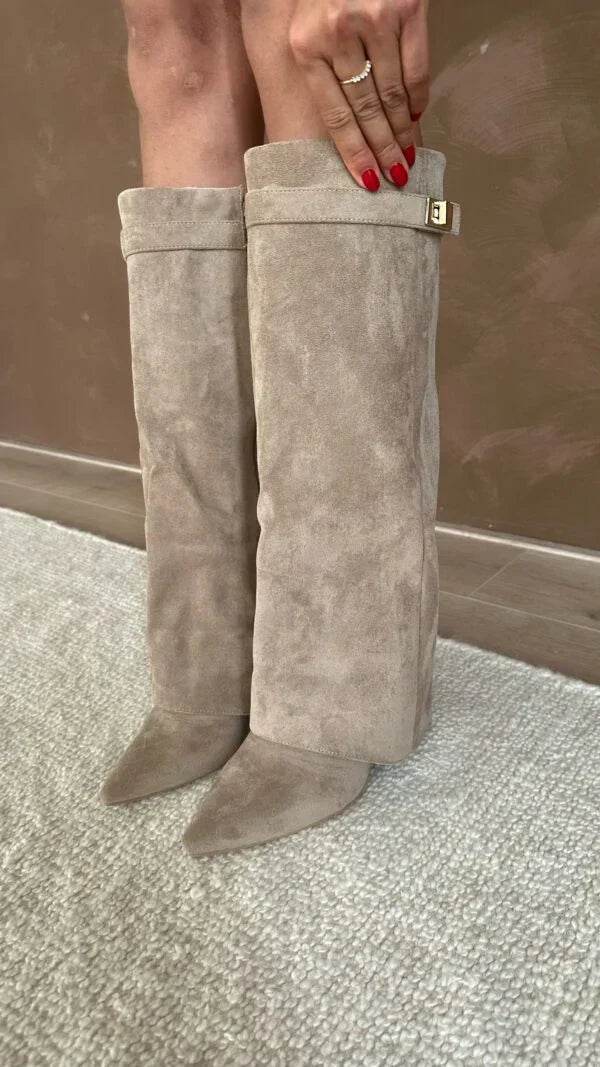 Women's High Boots with Gold Buckle