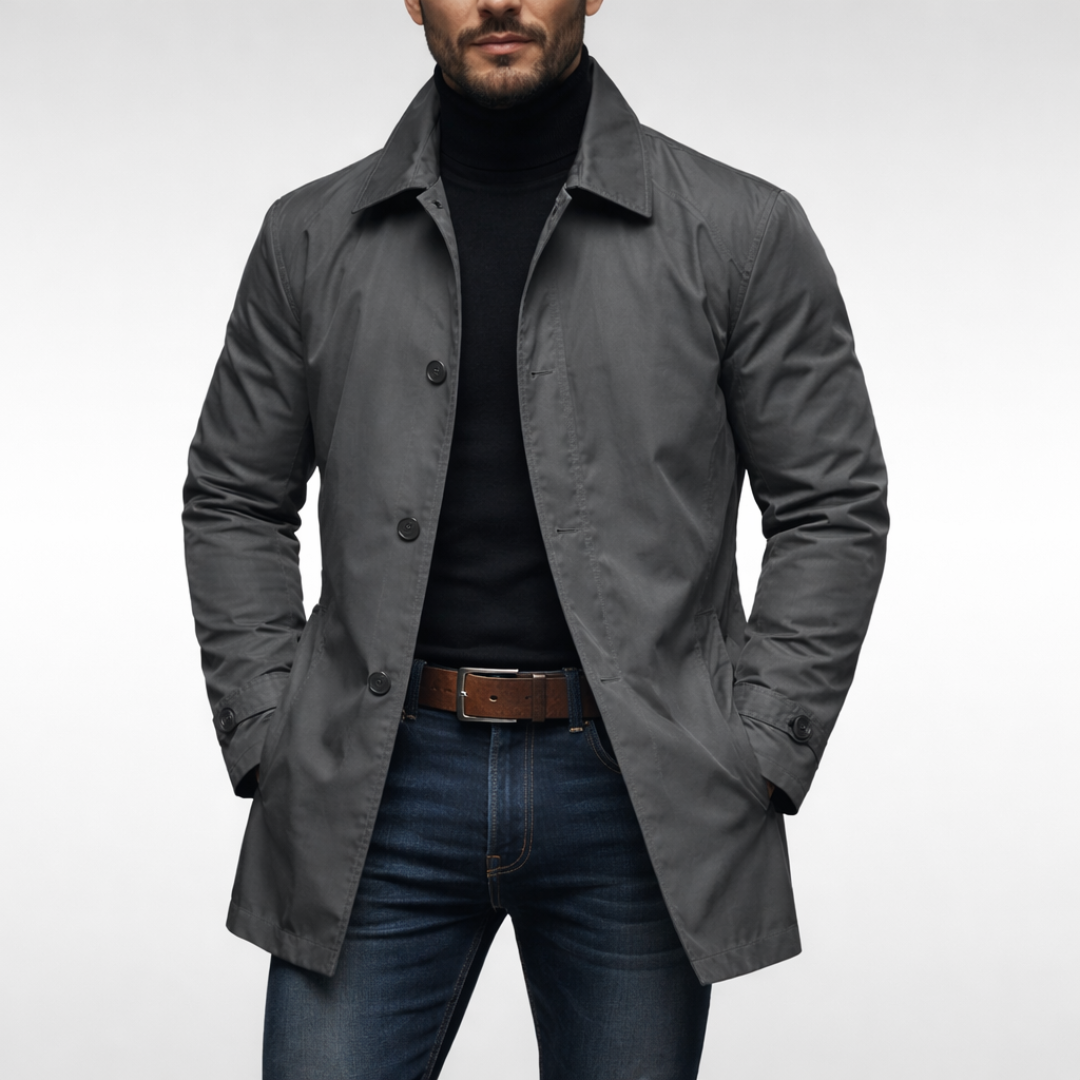 Men's Classic Button-Front Trench Coat