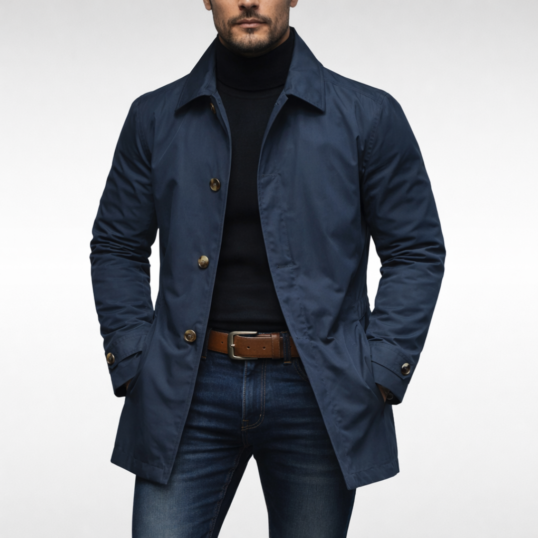 Men's Classic Button-Front Trench Coat