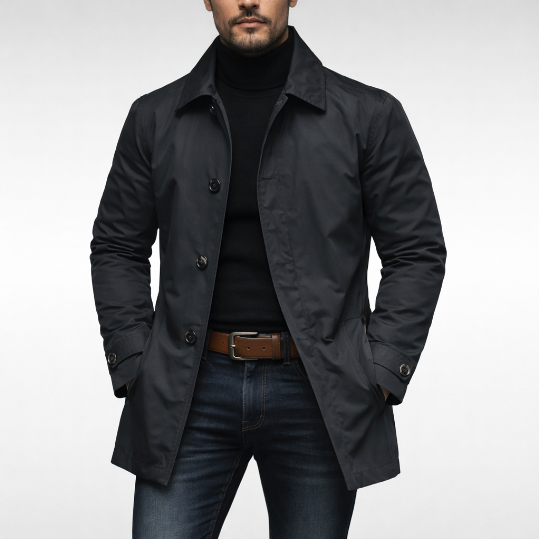 Men's Classic Button-Front Trench Coat