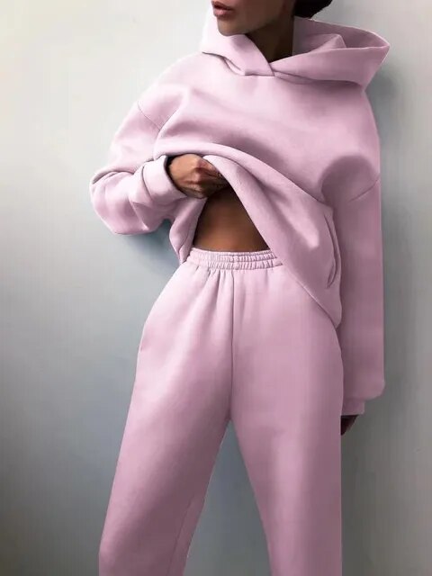 Women's Loungewear Set – Hoodie and Jogging Pants for Winter