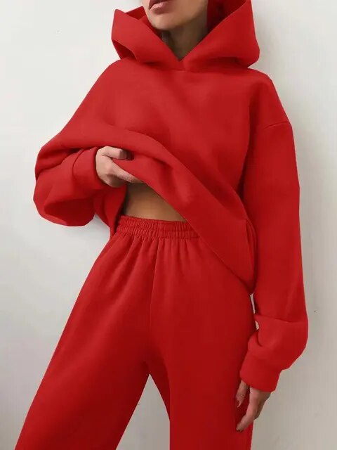 Women's Loungewear Set – Hoodie and Jogging Pants for Winter