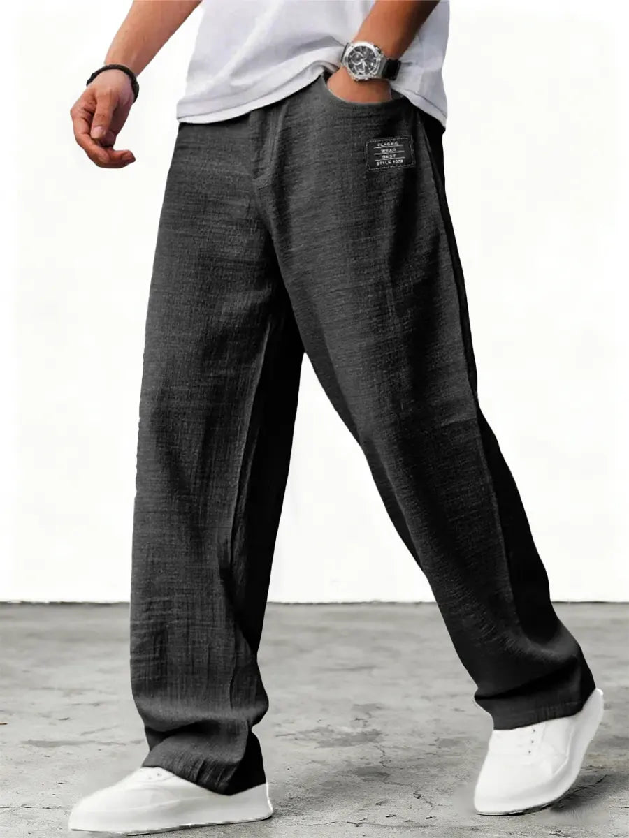 Men's Relaxed Casual Loose Fit Wide-Leg Pants