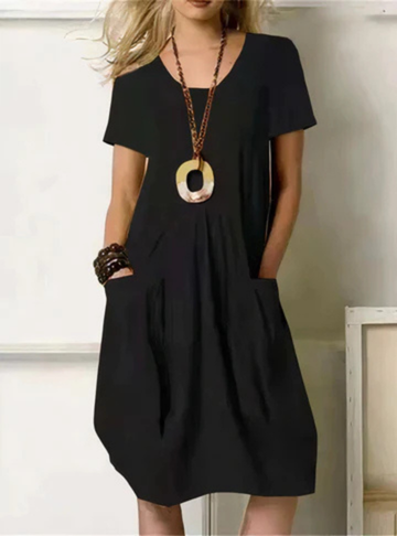 Women's Oversized Gathered Pocket Midi Dress