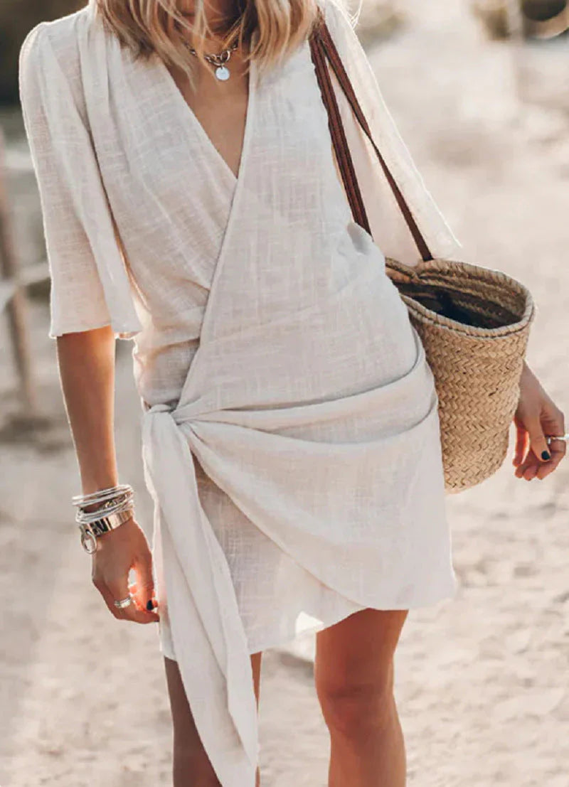 Wrap Style V-Neck Mini Dress for Women