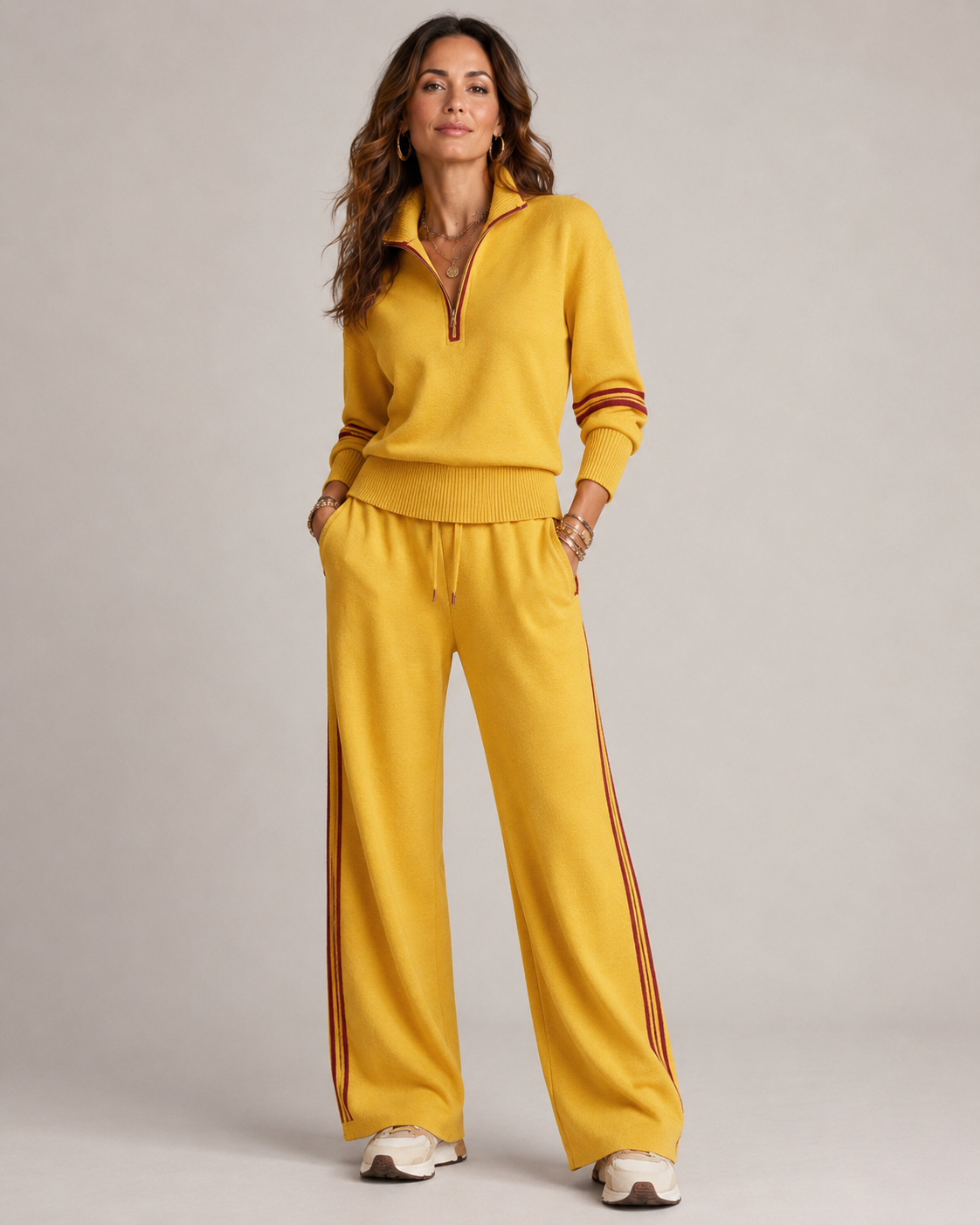 Women’s Quarter-Zip Sweatshirt & Wide-Leg Pants Set