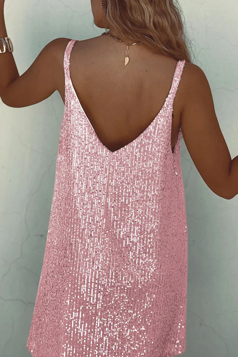 Sparkly Sequin Sleeveless Mini Dress for Women