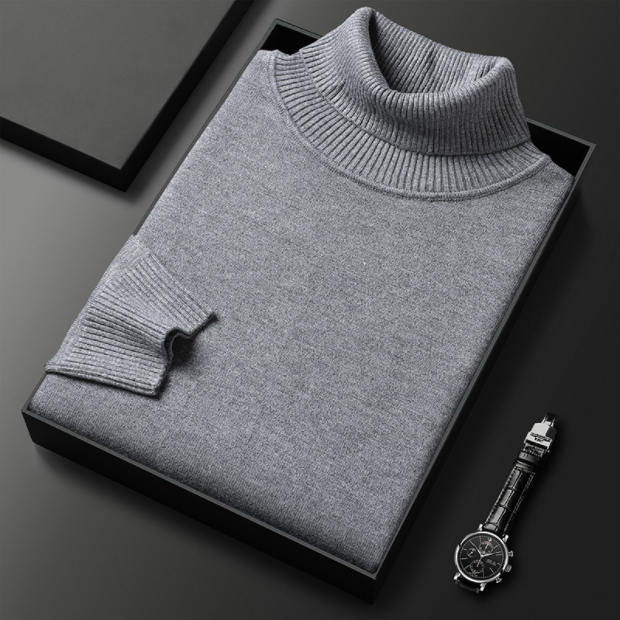 Men's Classic Turtleneck Sweater and Ribbed Collar