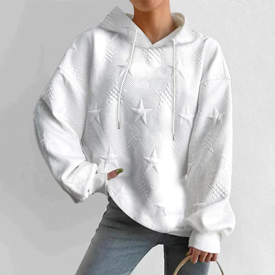 Stylish White Knitted Long Sleeves Women's Hoodie