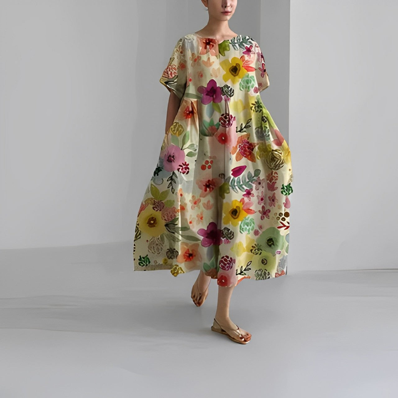 Women's Floral Print Oversized Maxi Dress