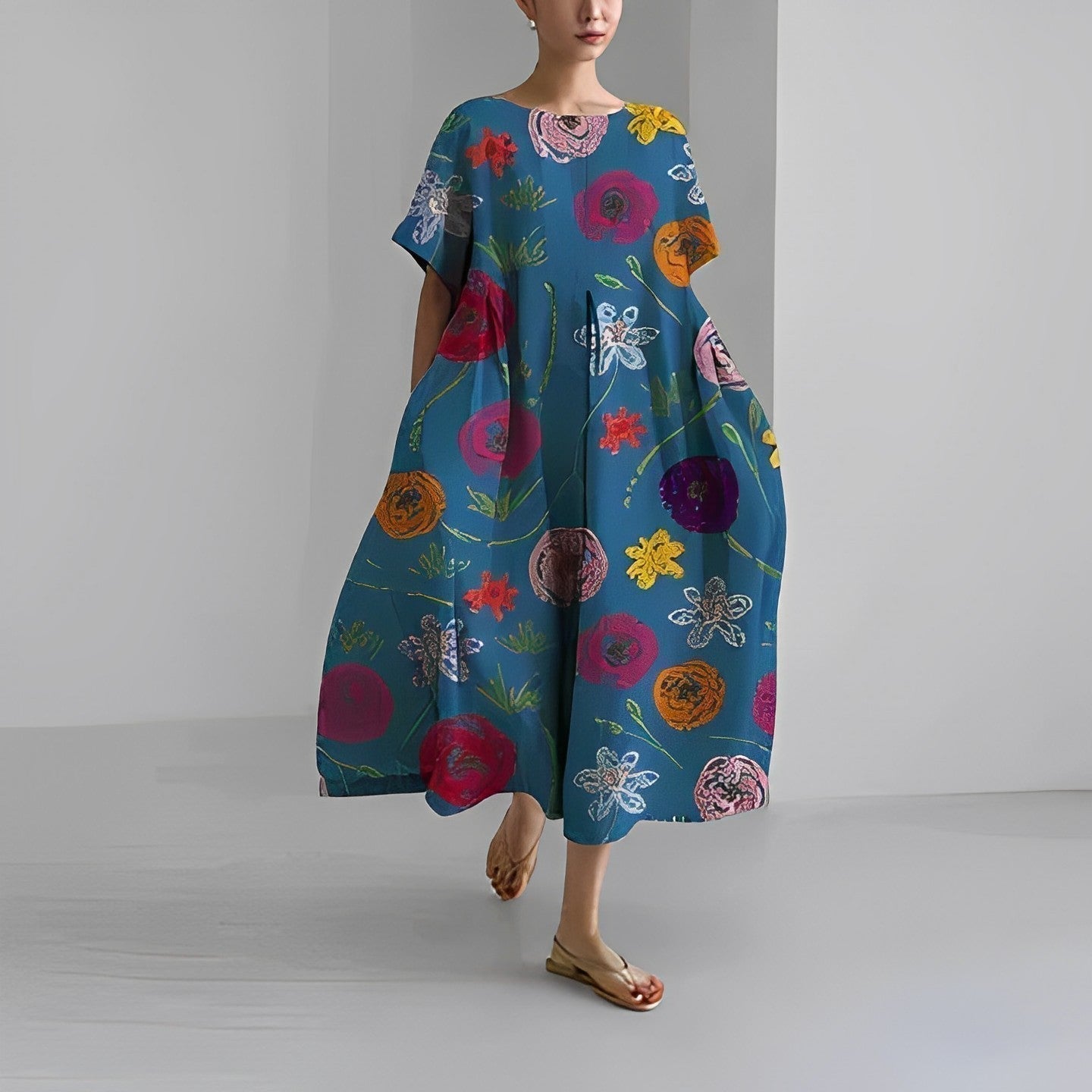 Women's Floral Print Oversized Maxi Dress