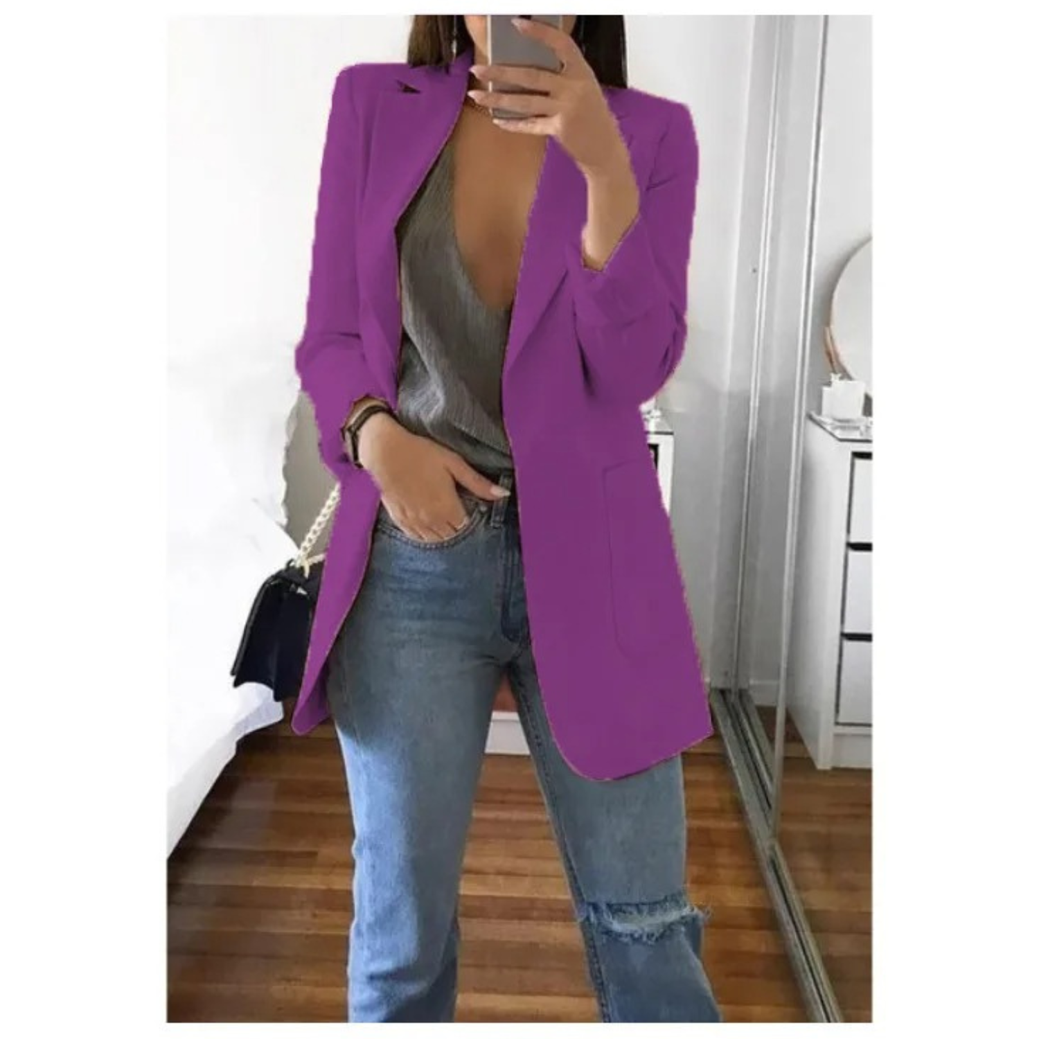 Women's Tailored Longline Open Front Blazer