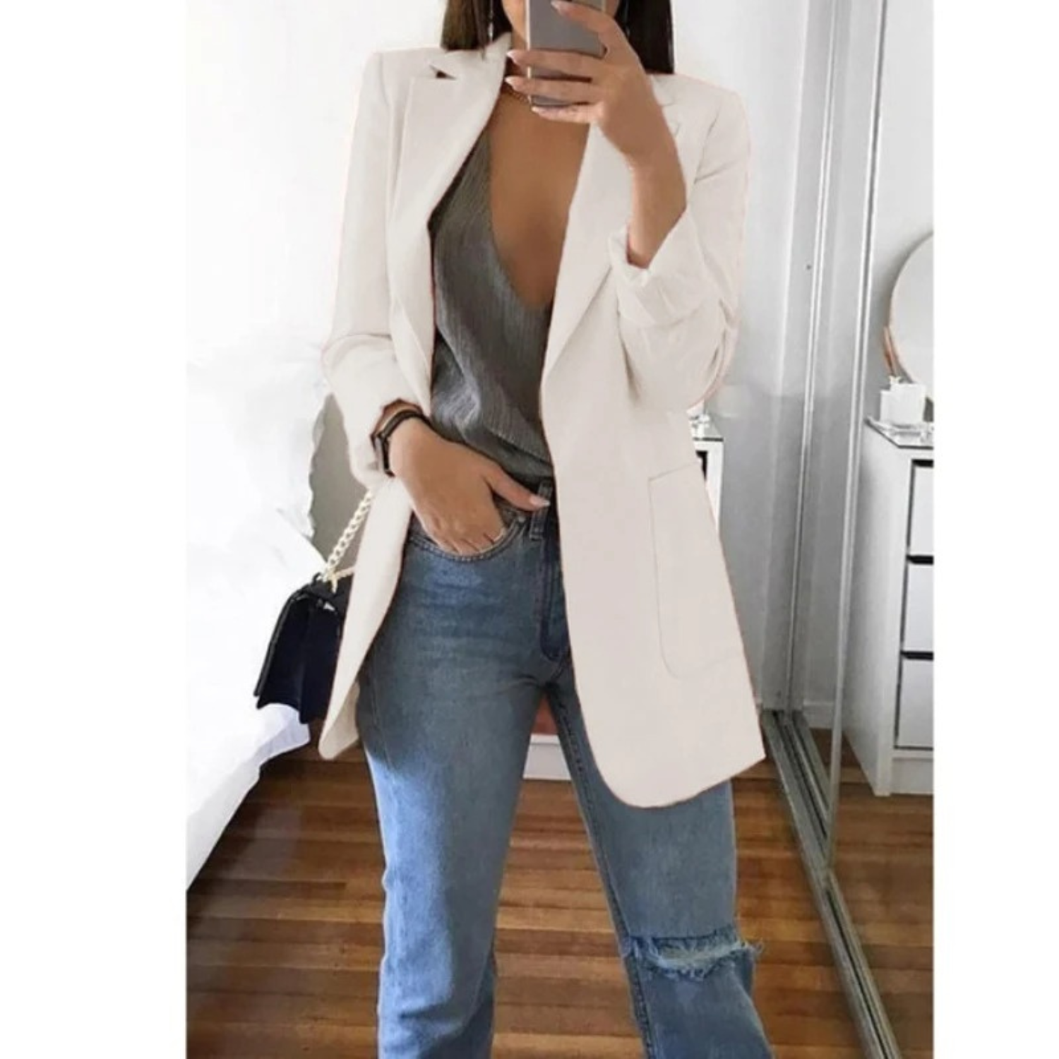 Women's Tailored Longline Open Front Blazer