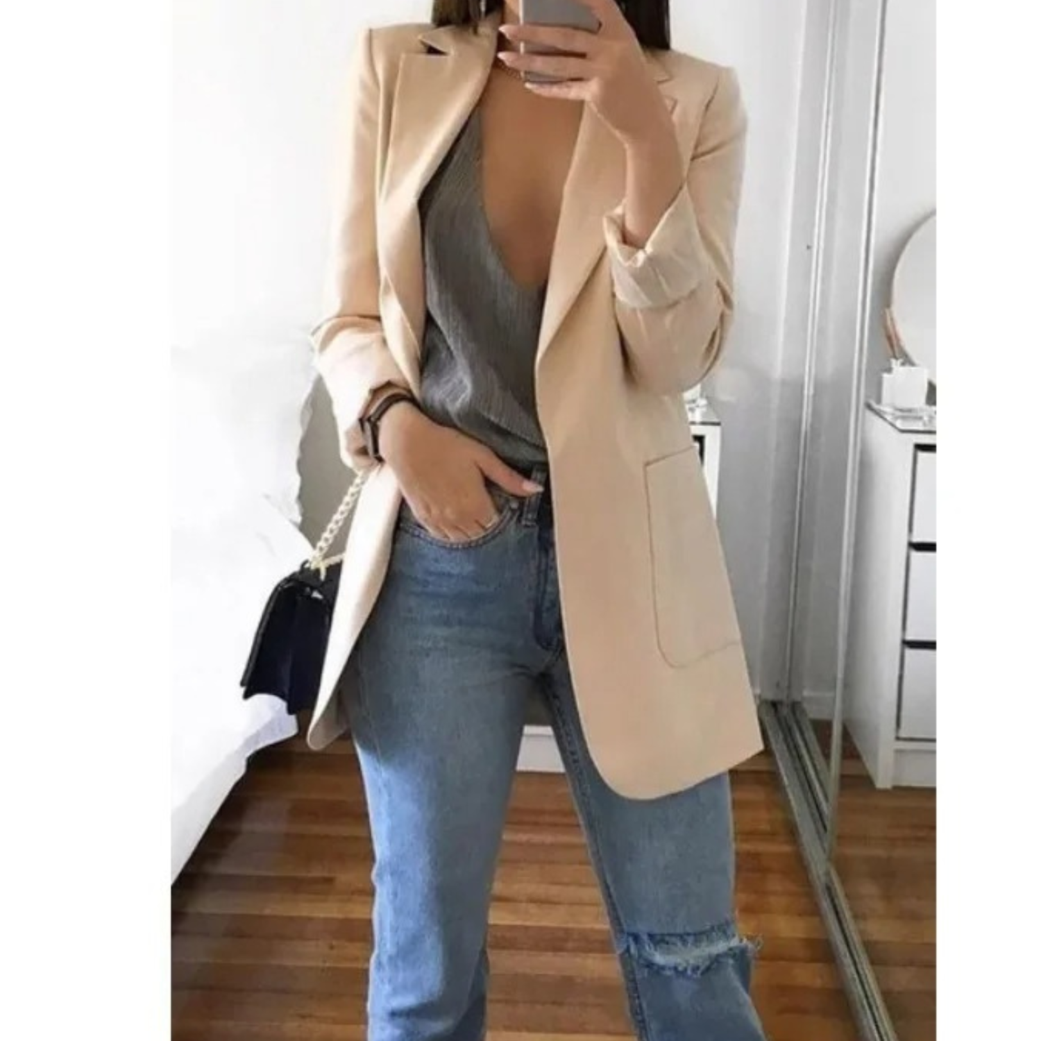 Women's Tailored Longline Open Front Blazer