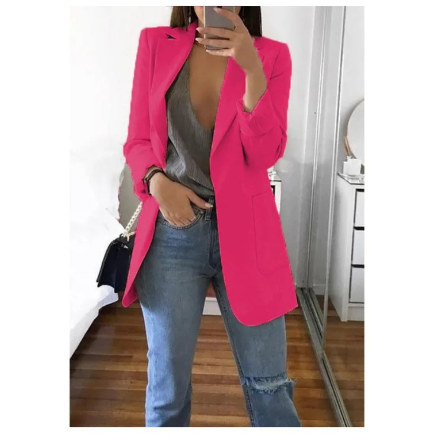 Women's Tailored Longline Open Front Blazer