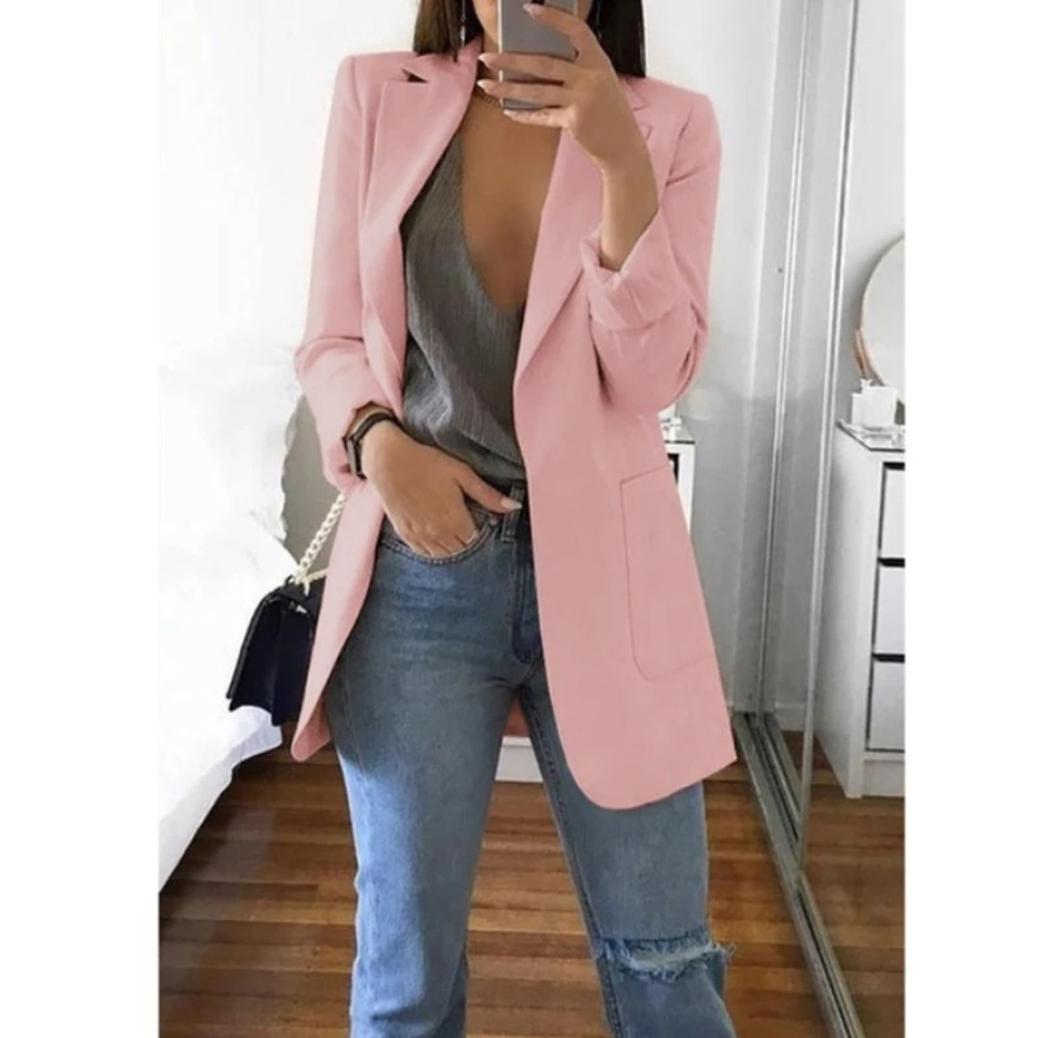 Women's Tailored Longline Open Front Blazer