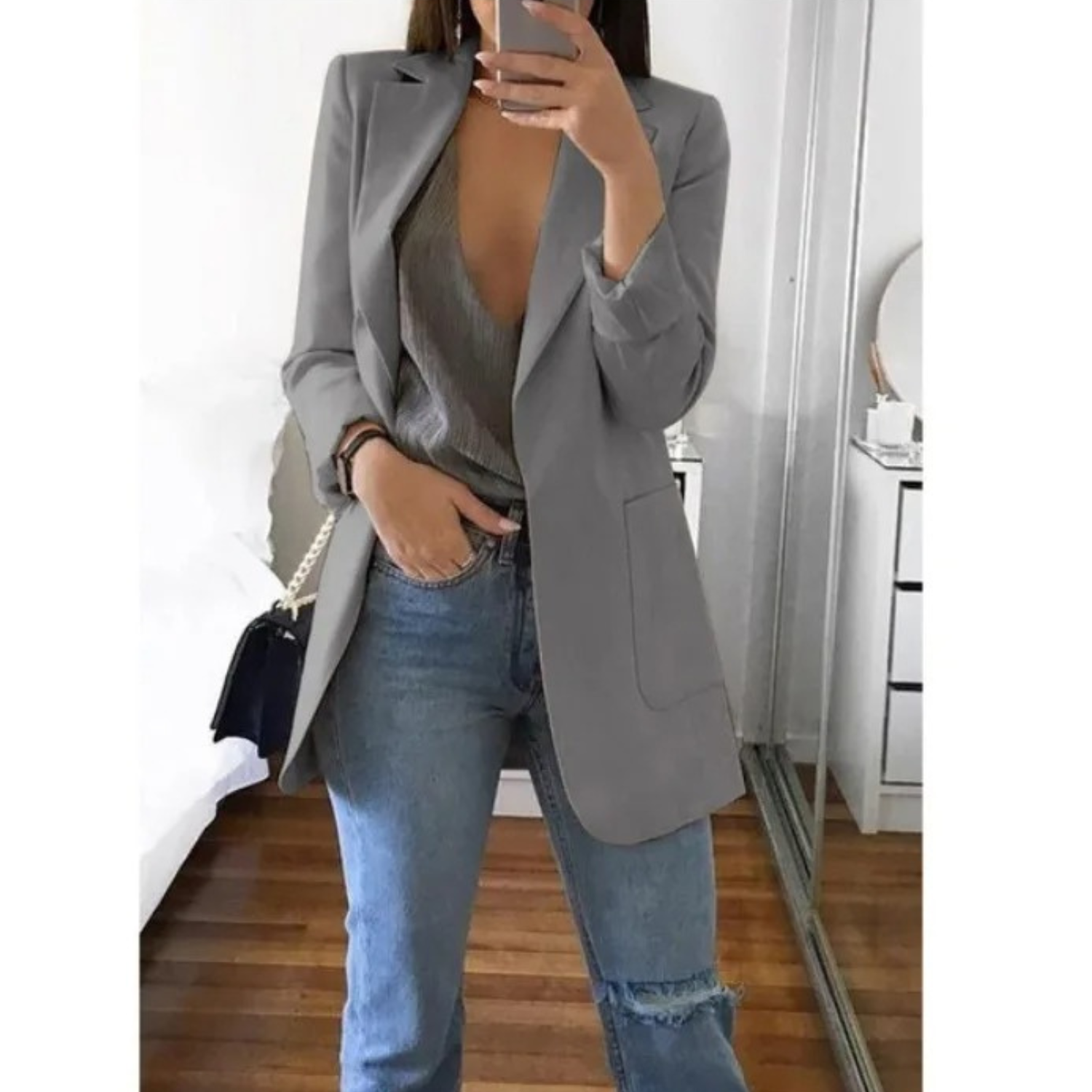 Women's Tailored Longline Open Front Blazer