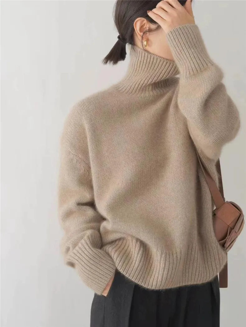 Women's Cozy Turtleneck Relaxed Fit Sweater