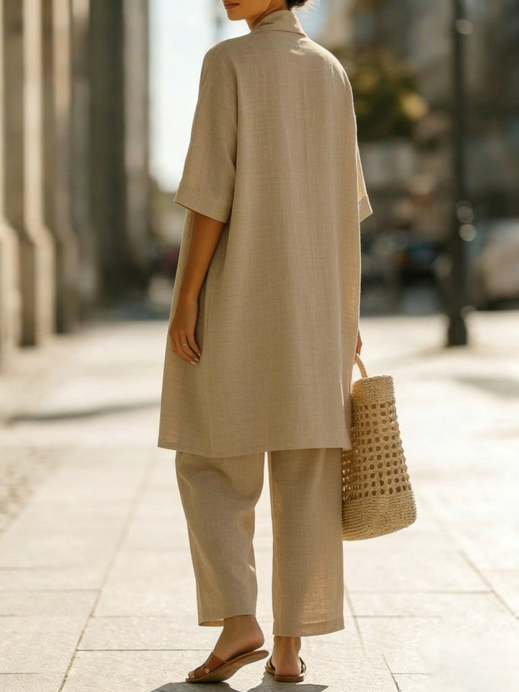 Women’s Three-Piece Relaxed Lounge Set with Open-Front Cardigan