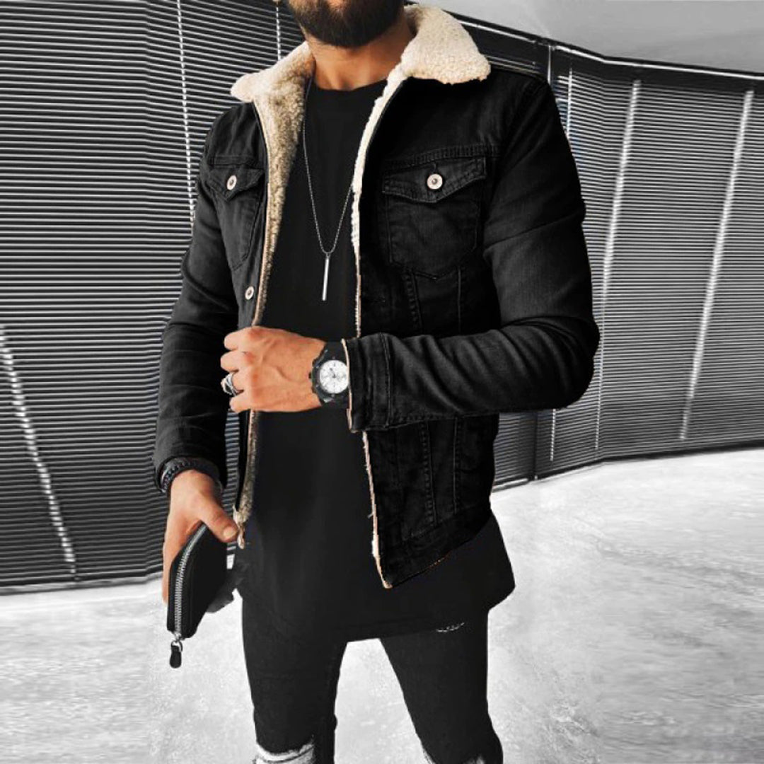 Men’s Casual Sherpa-Lined Denim Jacket