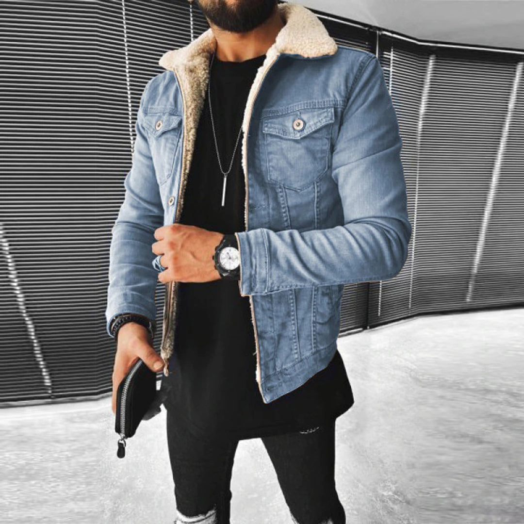 Men’s Casual Sherpa-Lined Denim Jacket