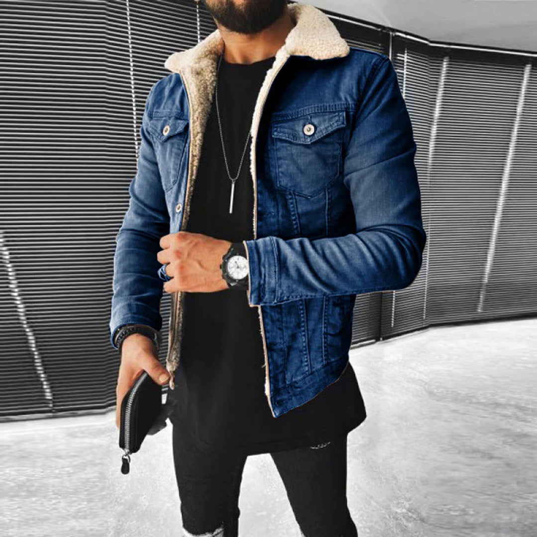 Men’s Casual Sherpa-Lined Denim Jacket