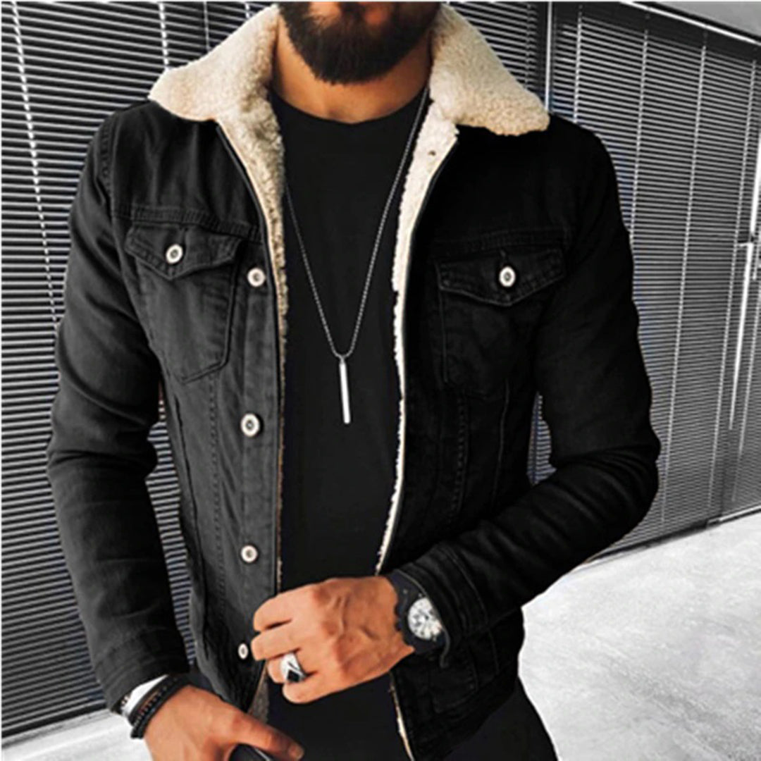 Men’s Casual Sherpa-Lined Denim Jacket