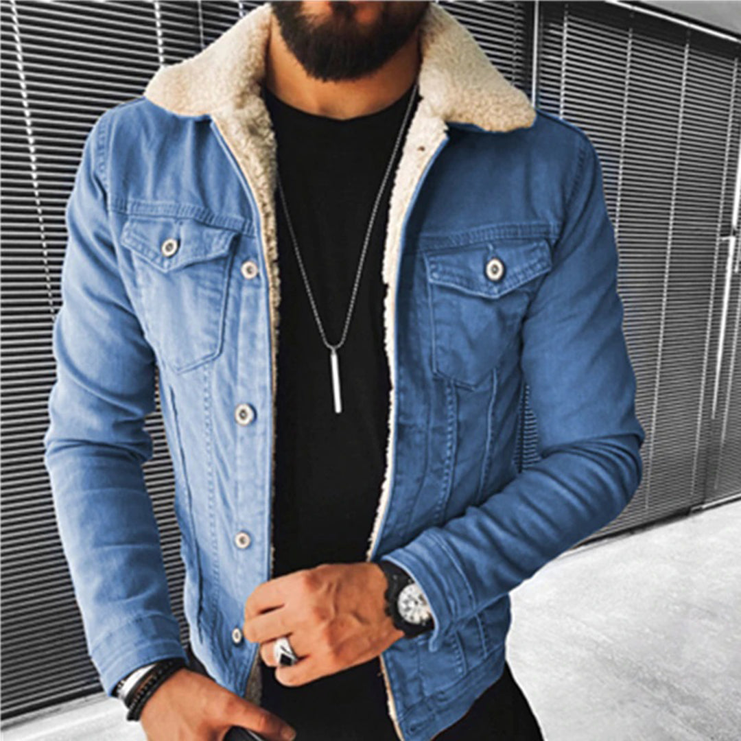 Men’s Casual Sherpa-Lined Denim Jacket