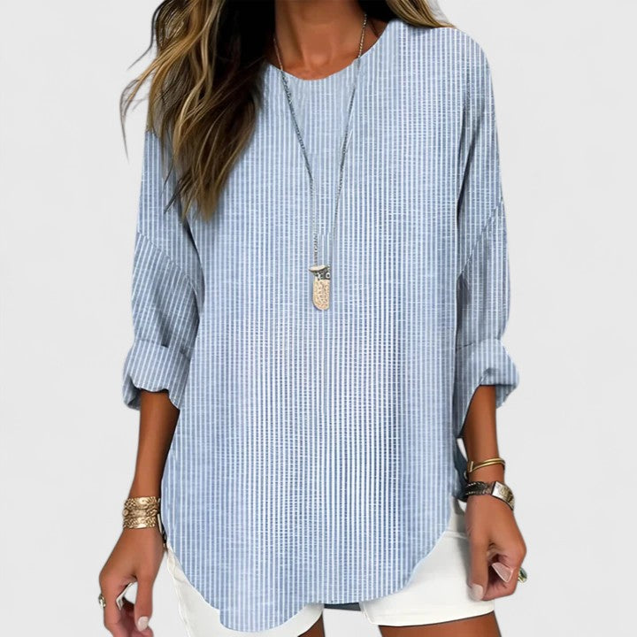 Women's Relaxed Striped Crew Neck Blouse