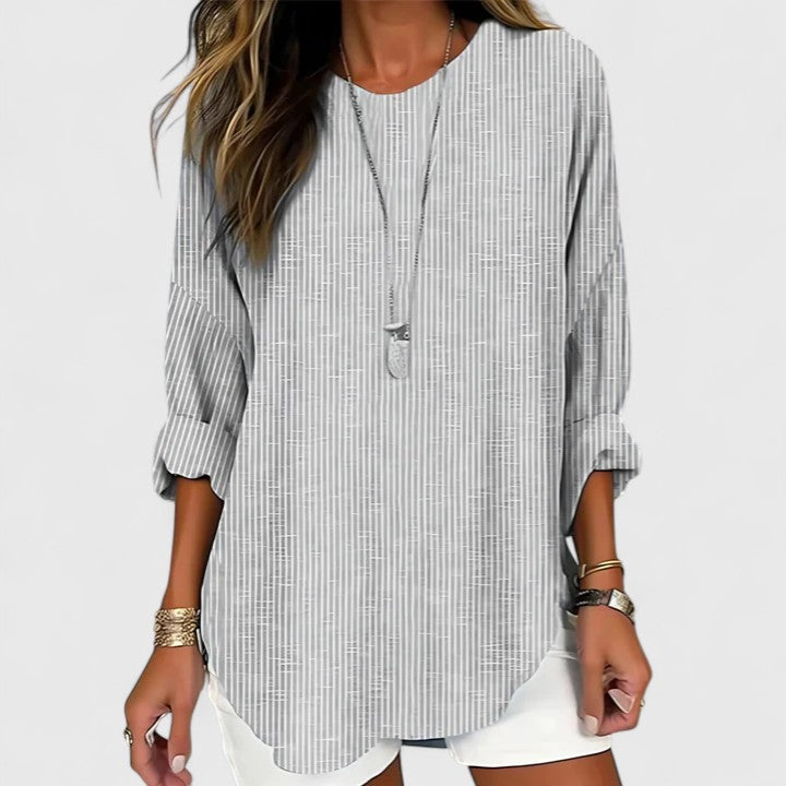 Women's Relaxed Striped Crew Neck Blouse