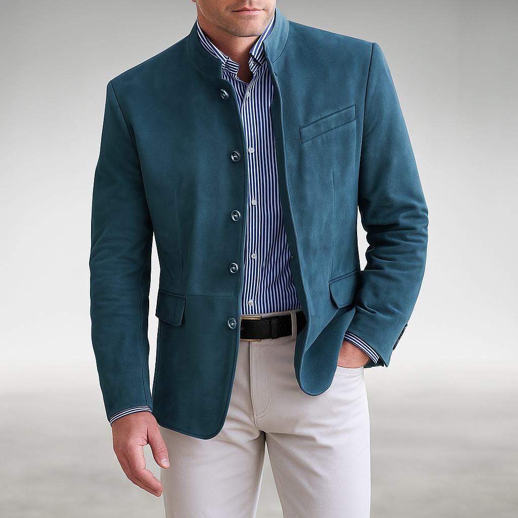 Men’s Modern Tailored Fit Stand Collar Blazer