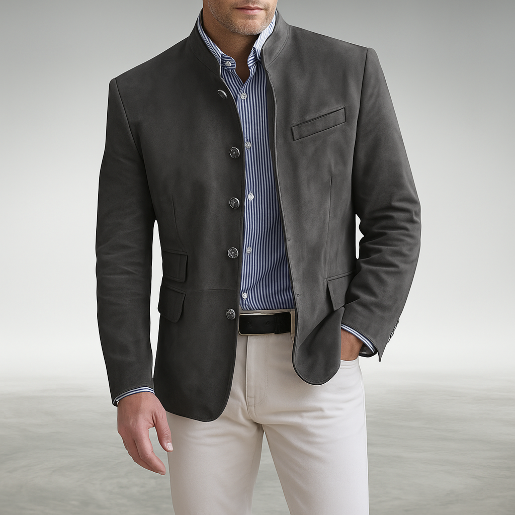 Men’s Modern Tailored Fit Stand Collar Blazer
