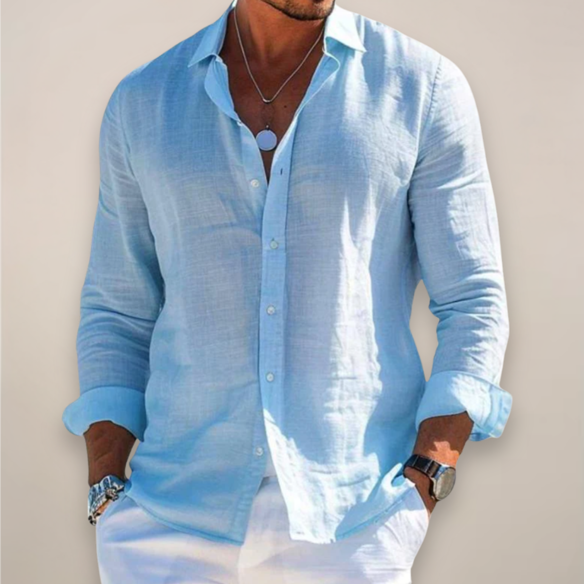 Men's Relaxed Button-Front Casual Shirt