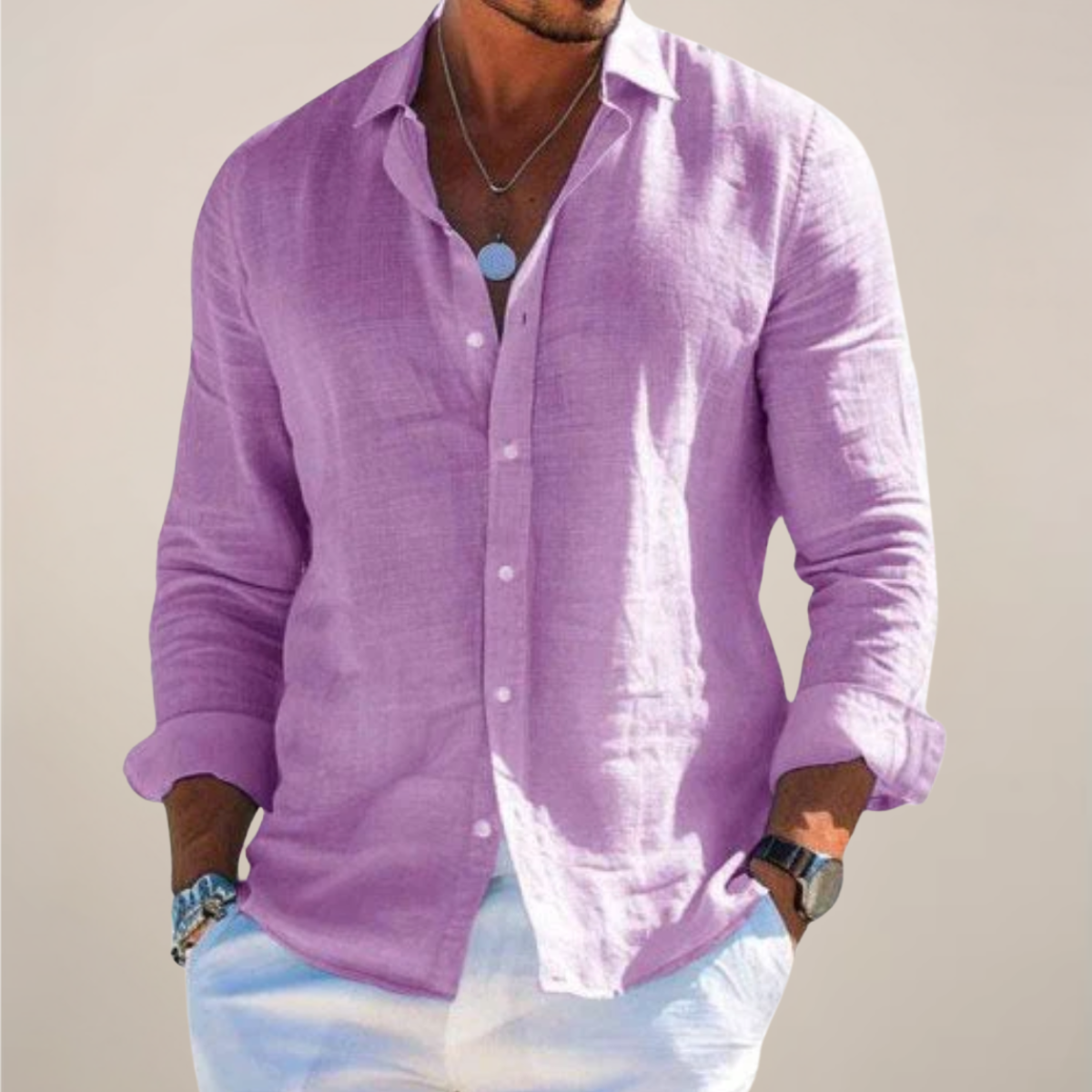 Men's Relaxed Button-Front Casual Shirt