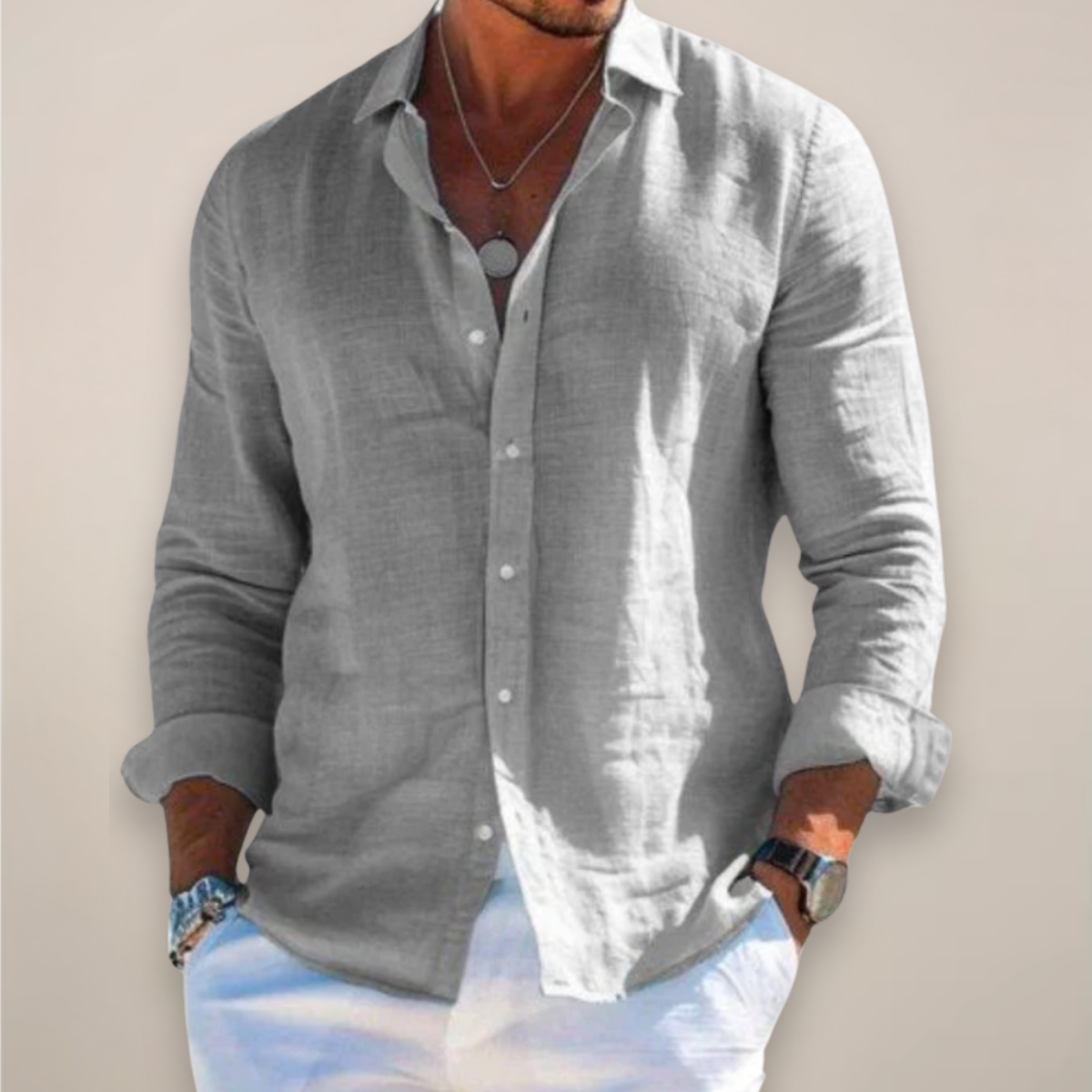 Men's Relaxed Button-Front Casual Shirt