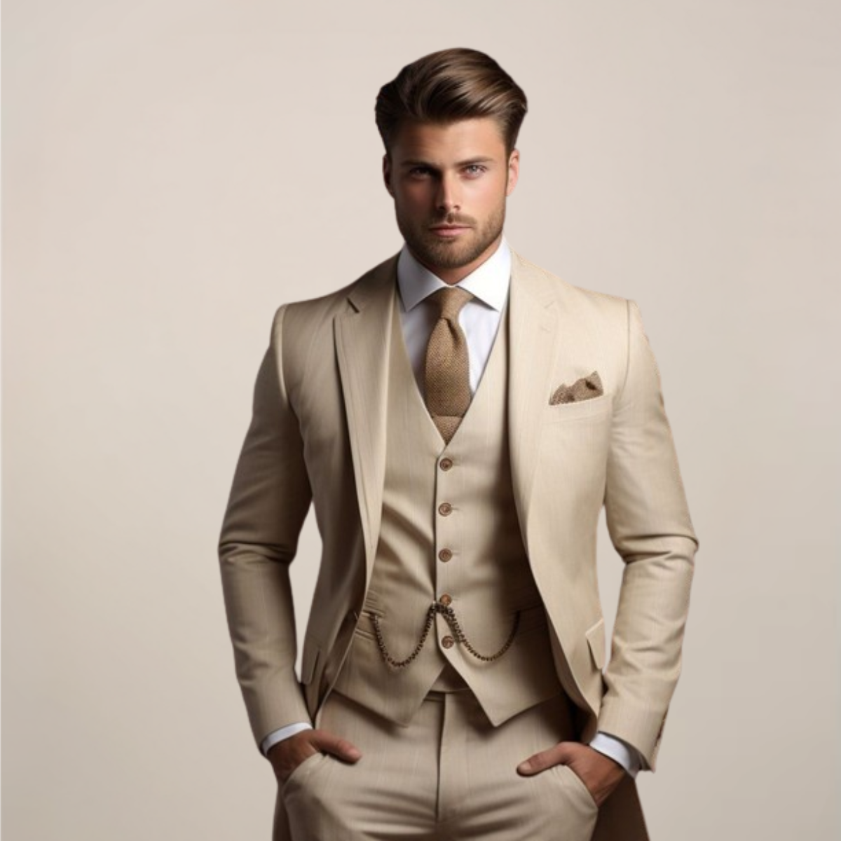 Men's Three-Piece Tailored Suit Set For Formal Occasions