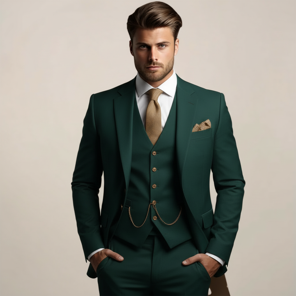 Men's Three-Piece Tailored Suit Set For Formal Occasions