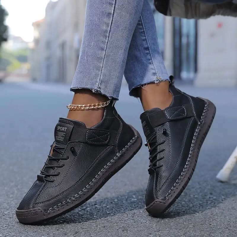 Women's Lace-Up Leather Walking Sneakers