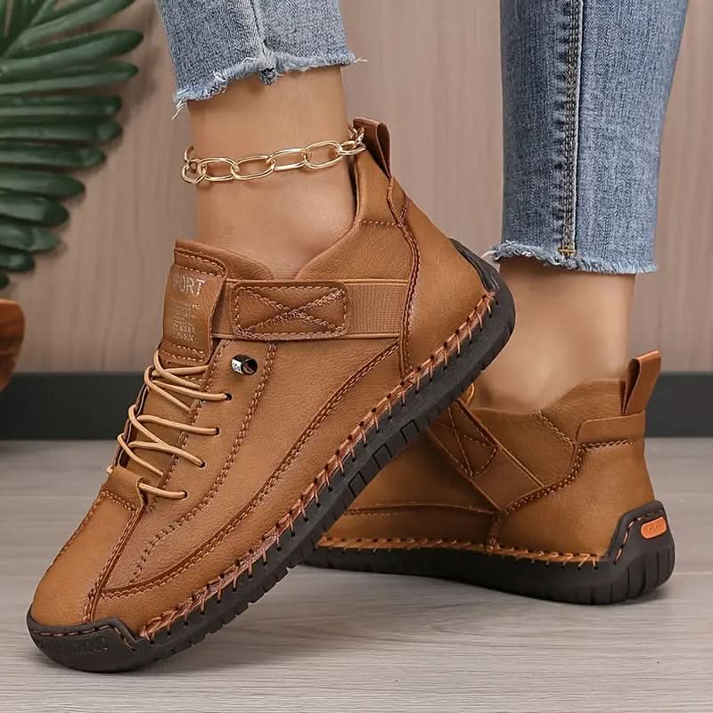 Women's Lace-Up Leather Walking Sneakers
