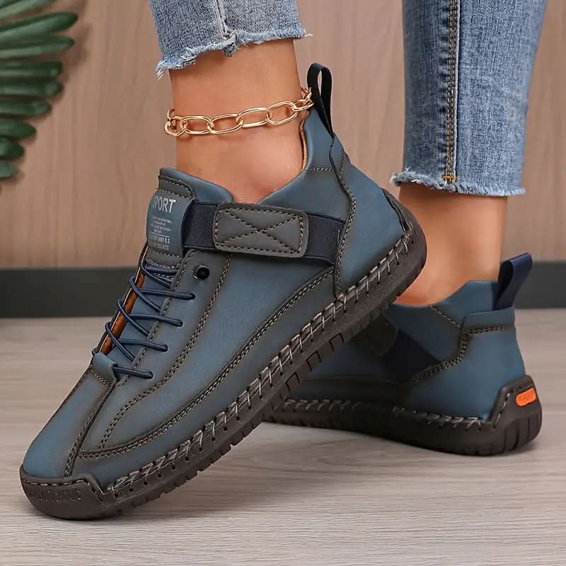 Women's Lace-Up Leather Walking Sneakers