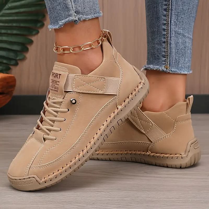Women's Lace-Up Leather Walking Sneakers