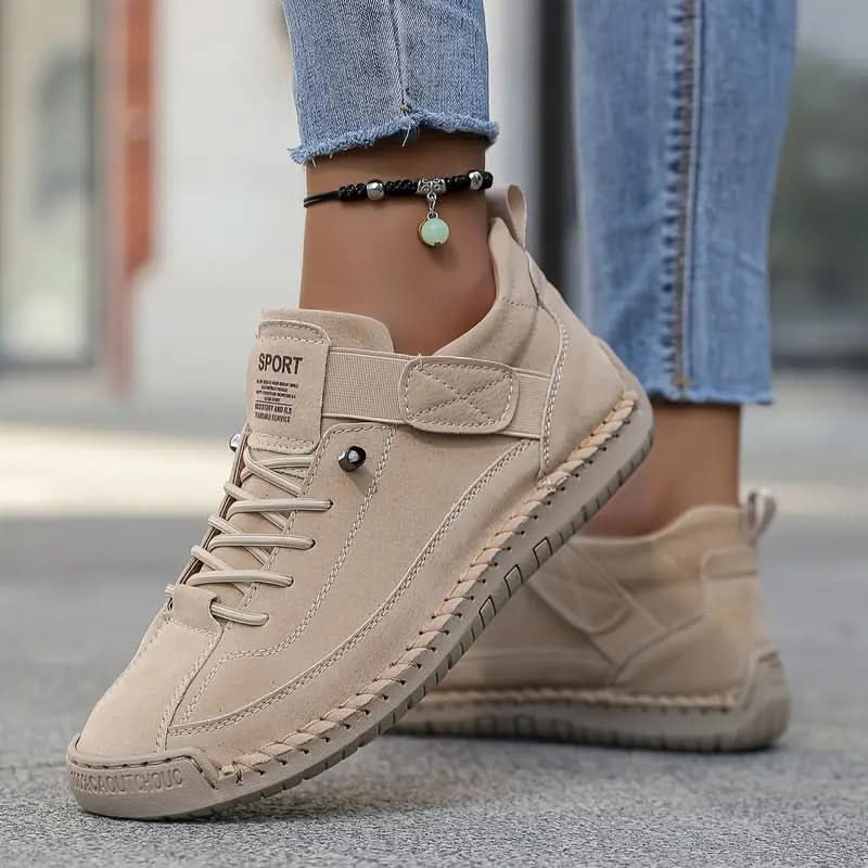 Women's Lace-Up Leather Walking Sneakers