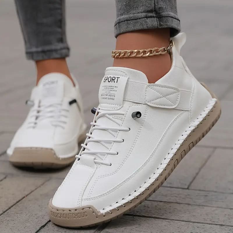Women's Lace-Up Leather Walking Sneakers