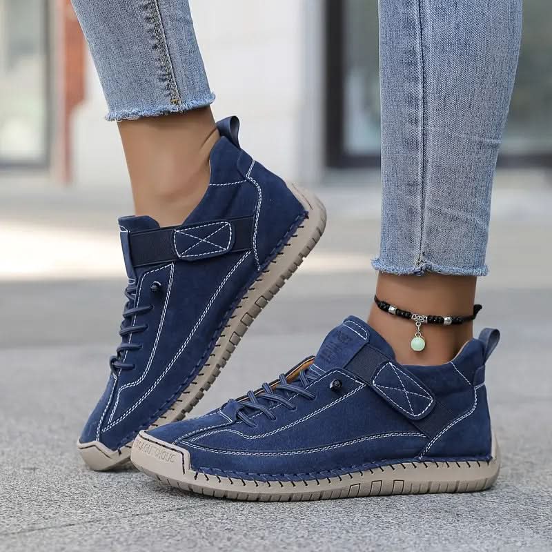 Women's Lace-Up Leather Walking Sneakers