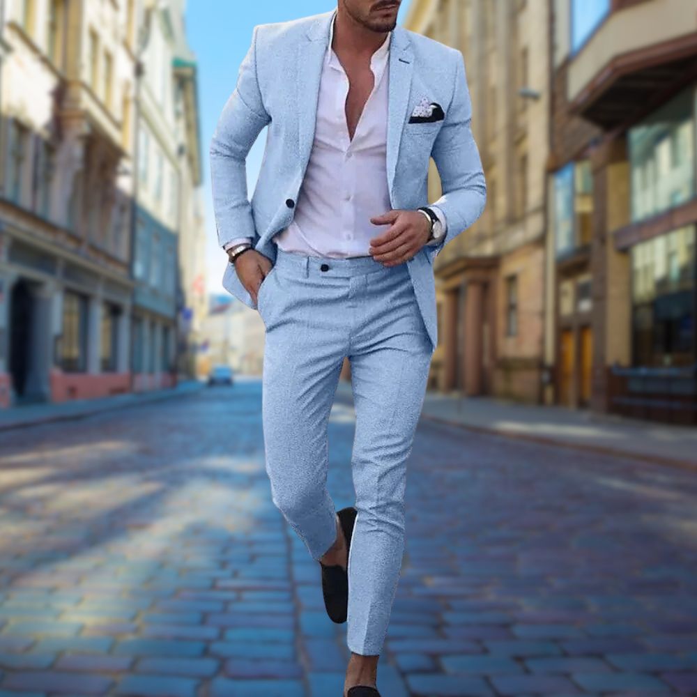 Elegant Slim Fit Men's Summer Suit - Lightweight and Breathable